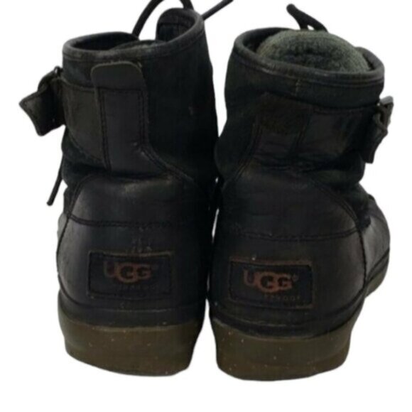Ugg Cecile Leather Waterproof Ankle Boot Lace Up Black - Picture 5 of 14